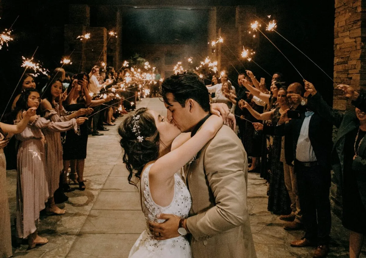 Wedding exit with sparklers